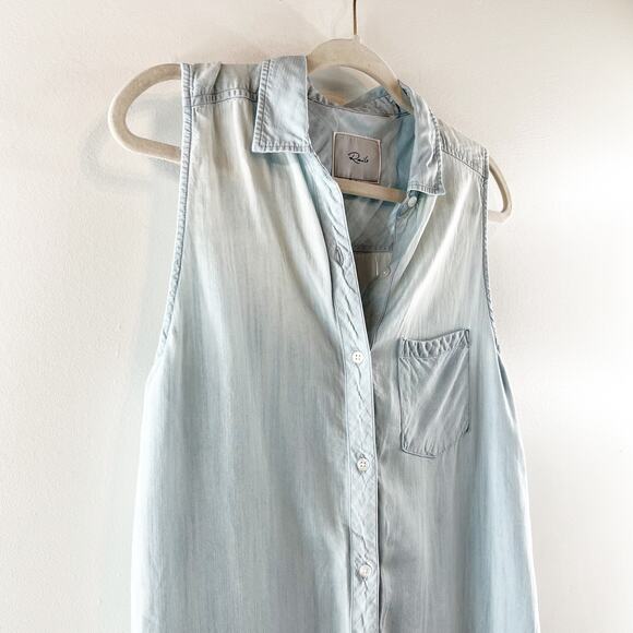 Rails Jaime Sleeveless Tunic Tank Button Up Top Light Vintage Chambray Wash S - Picture 5 of 11